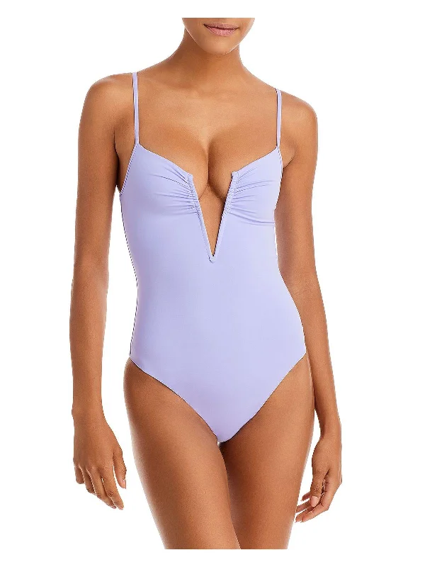 Roxanne Womens Plunge Split Neck One-Piece Swimsuit