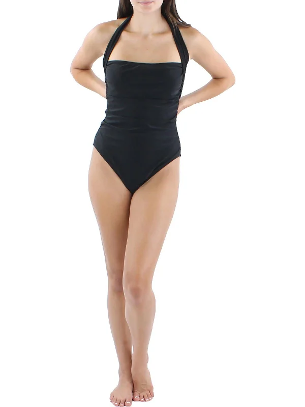 Womens Ruched One-Shoulder One-Piece Swimsuit