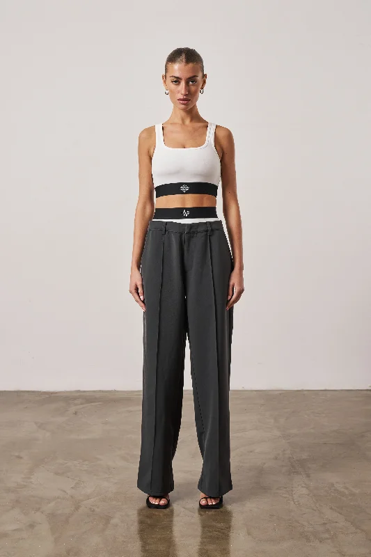 BRANDED ELASTIC RACER CROP TOP - OFF WHITE