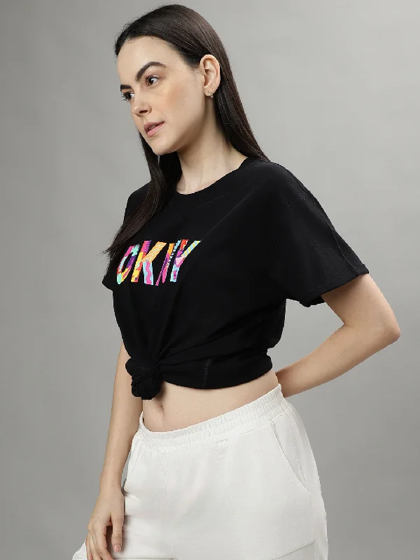 Dkny Black Fashion Logo Regular Fit Top