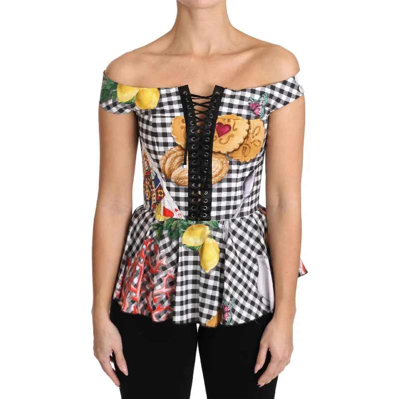 Dolce & Gabbana Chic Checkered Corset Top Blouse