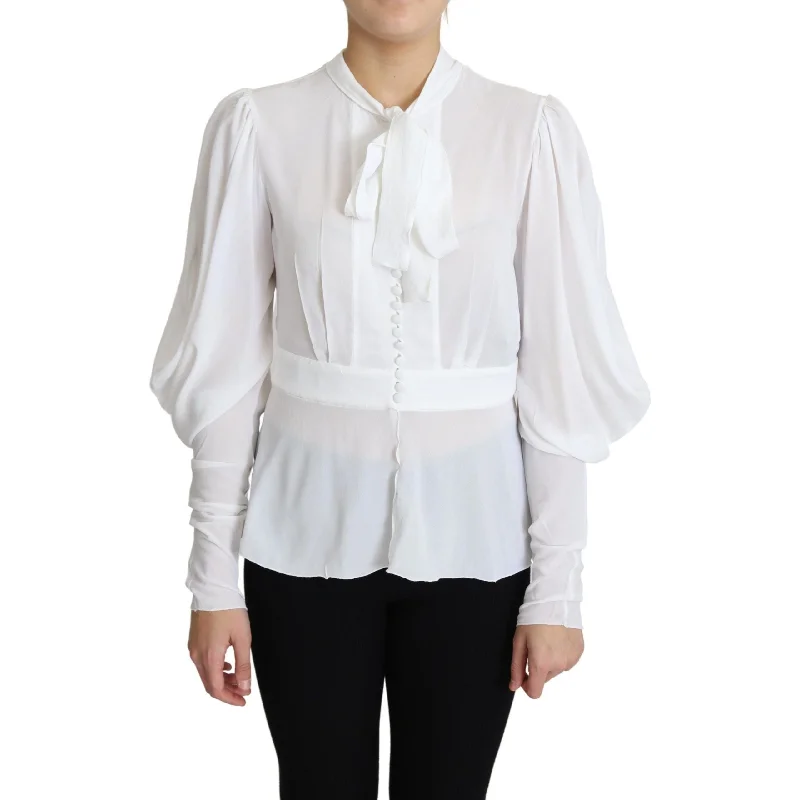 Dolce & Gabbana Elegant Snow-White Viscose Blouse