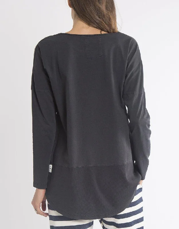 Fundamental Long Sleeve Rib Tee - Washed Black