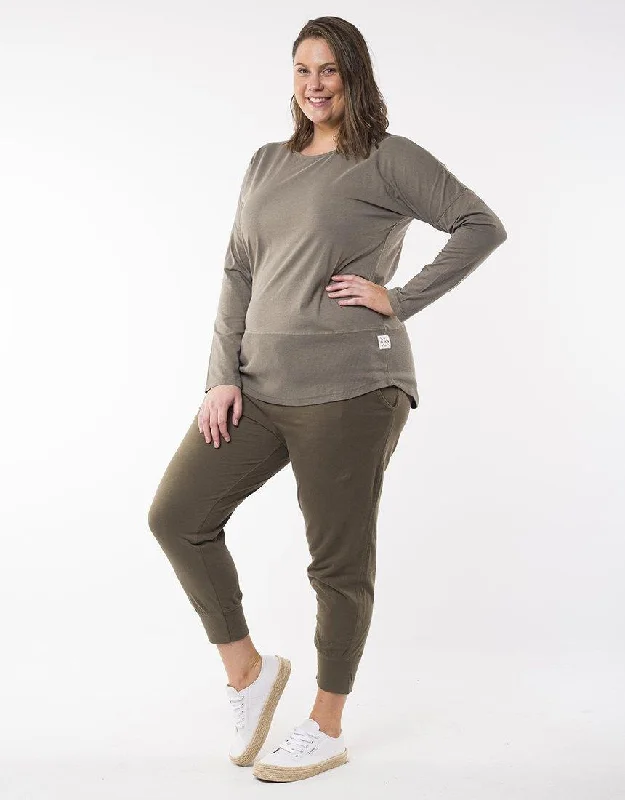 Fundamental Long Sleeve Rib Tee - Khaki