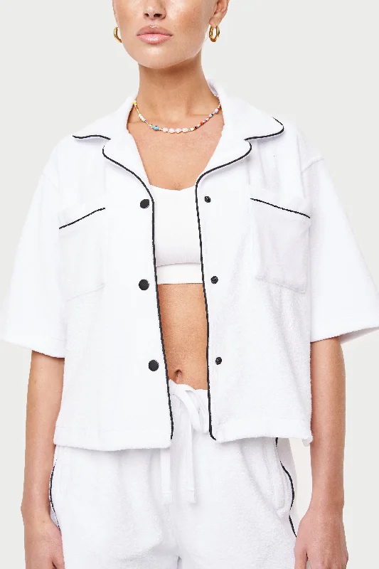 HEAVYWEIGHT TOWELLED RESORT SHIRT- WHITE