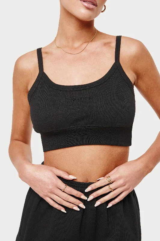 JERSEY LOGO CROP TOP - BLACK