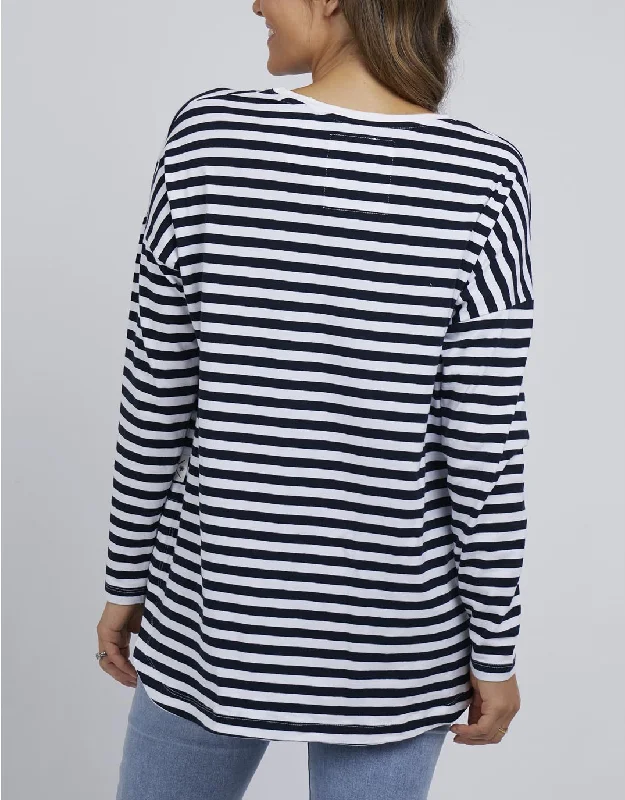 Lauren Stripe Long Sleeve Tee - Navy & White Stripe