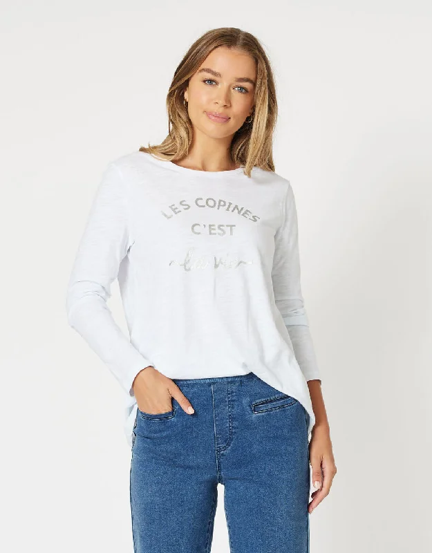 Les Copines Long Sleeve T-Shirt - White