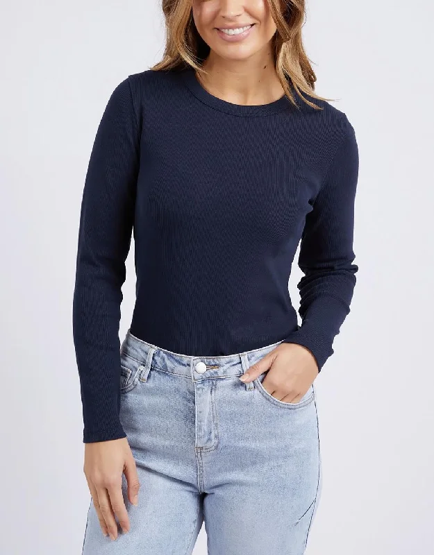 Scoop Long Sleeve Rib Tee - Dark Sapphire