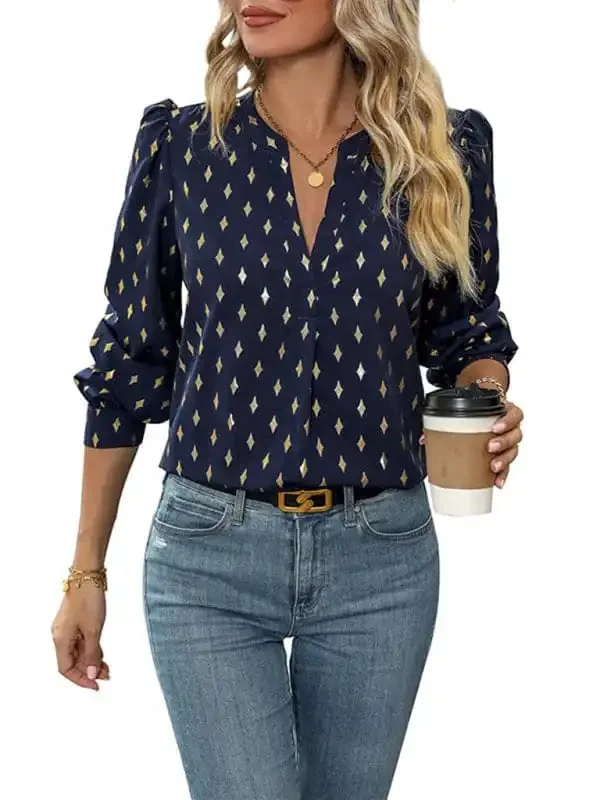 Women’s New Long Sleeve Bronzing Blouse