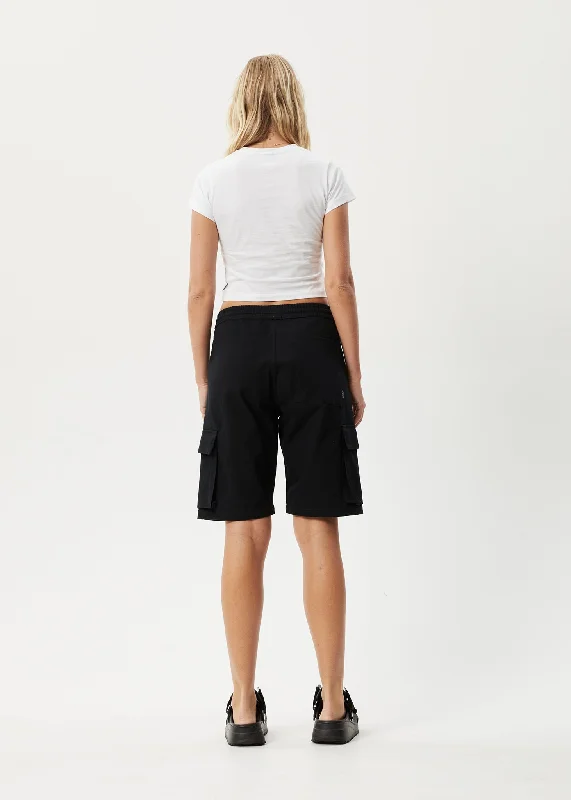 AFENDS Womens Fuji - Relaxed Cargo Short - Black