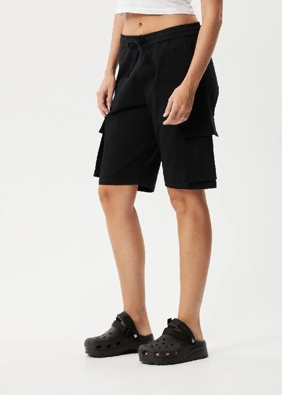 AFENDS Womens Fuji - Relaxed Cargo Short - Black