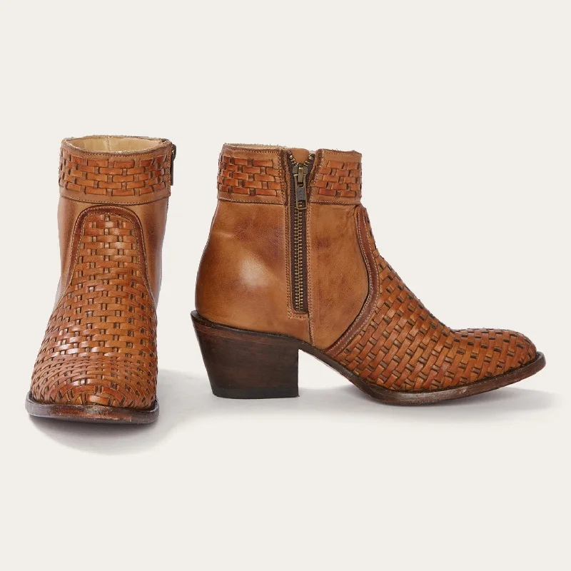 Basketweave Side Zip Ankle Boot