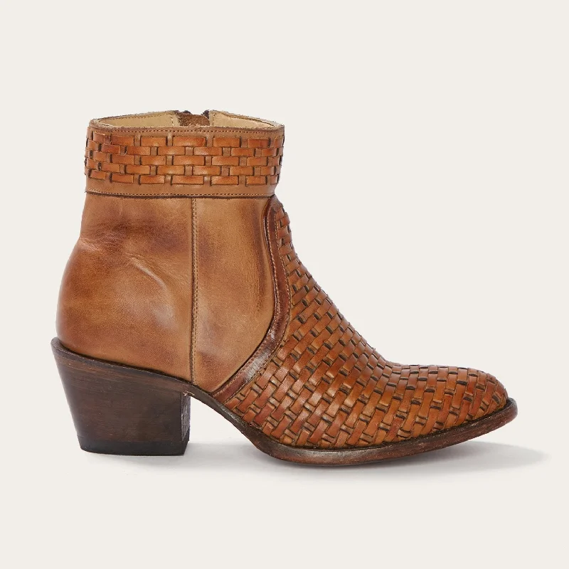 Basketweave Side Zip Ankle Boot