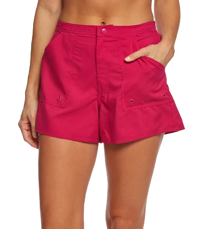 Maxine Solids Woven Board Shorts Crimson