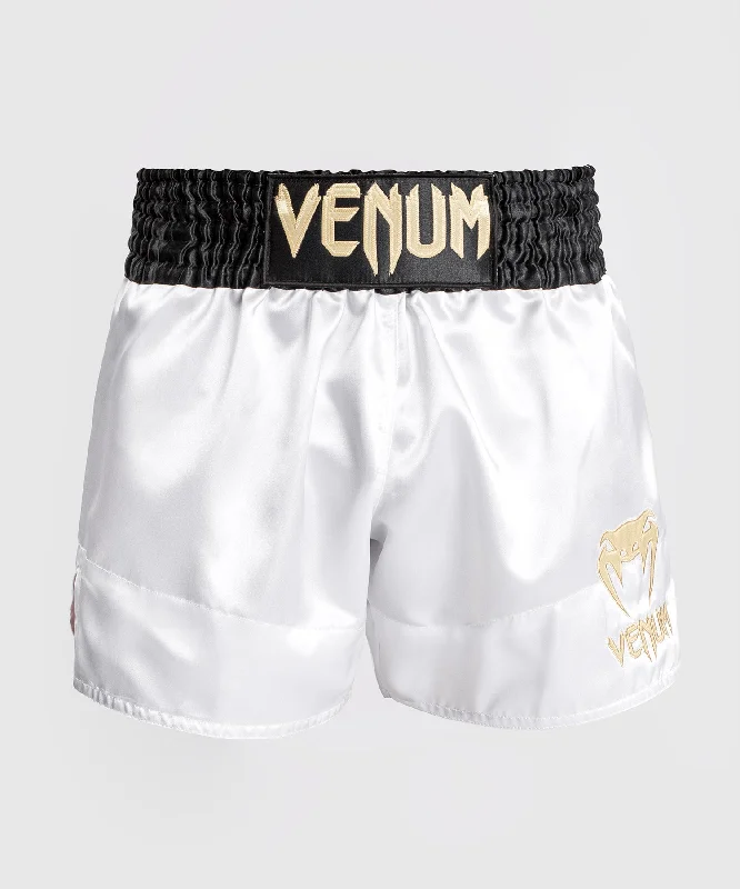 Venum Classic Muay Thai Short - White/Gold/Black