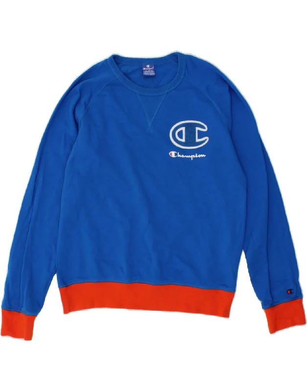 CHAMPION Mens Graphic Sweatshirt Jumper XL Blue Cotton