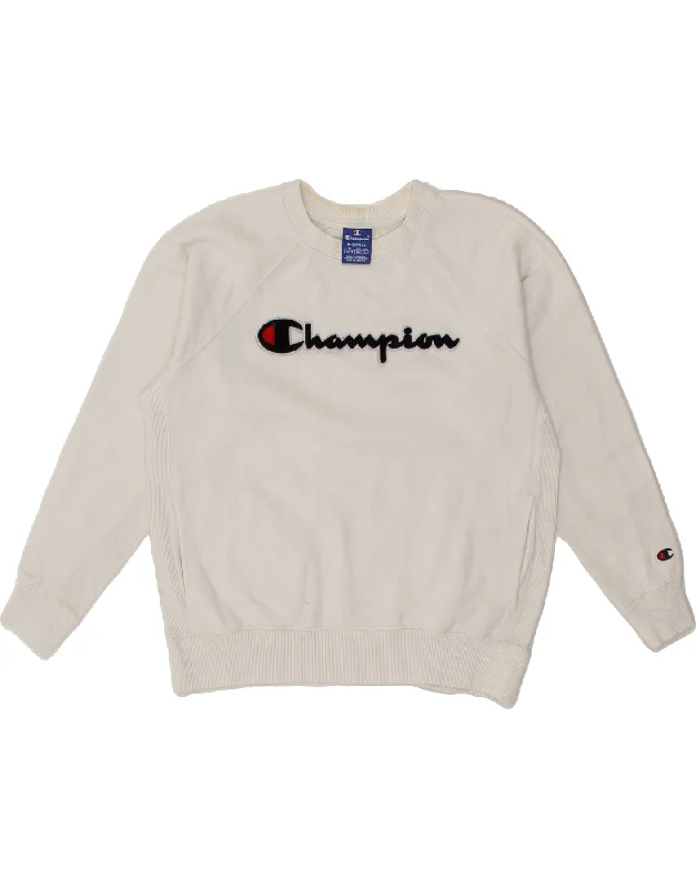 CHAMPION Mens Graphic Sweatshirt Jumper XS White Cotton