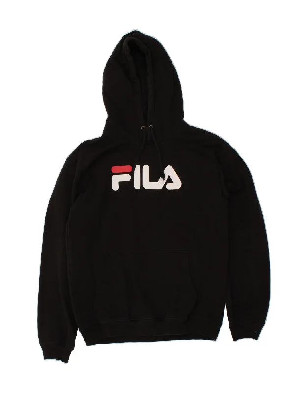 FILA Mens Graphic Hoodie Jumper Large Black Cotton