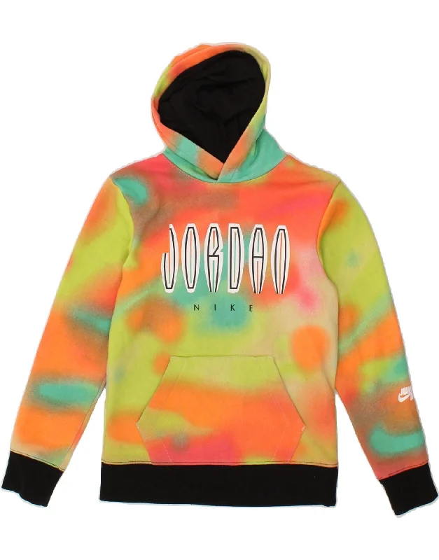 JORDAN Boys Graphic Hoodie Jumper 10-11 Years Medium Multicoloured Tie Dye