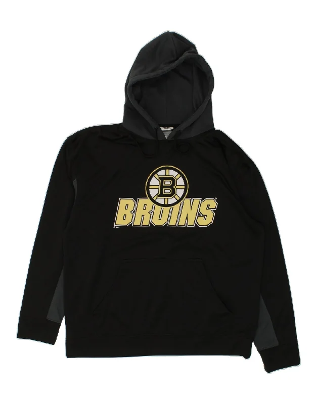 NHL Mens Boston Bruins Graphic Hoodie Jumper Large Black Colourblock