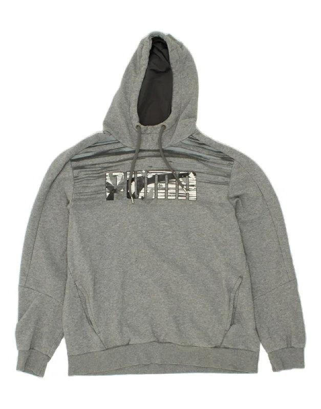 PUMA Mens Graphic Hoodie Jumper XL Grey Cotton