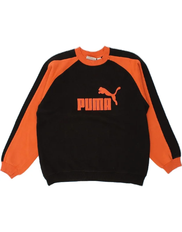 PUMA Mens Graphic Sweatshirt Jumper Small Black Colourblock Cotton