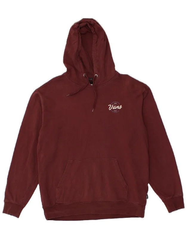 VANS Mens Graphic Hoodie Jumper Large Burgundy Cotton