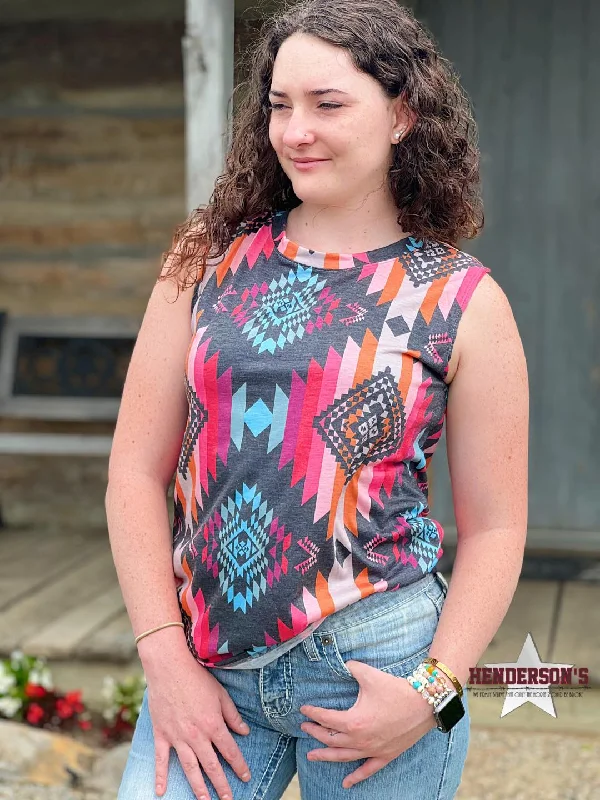 Aztec Print Sleeveless Tee