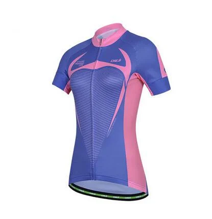 CHEJI Blue Red Short Sleeve Cycling Jersey