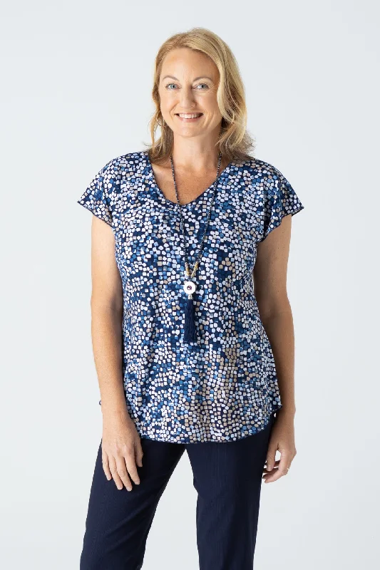 Pebbles Print Short Sleeve Jersey Top