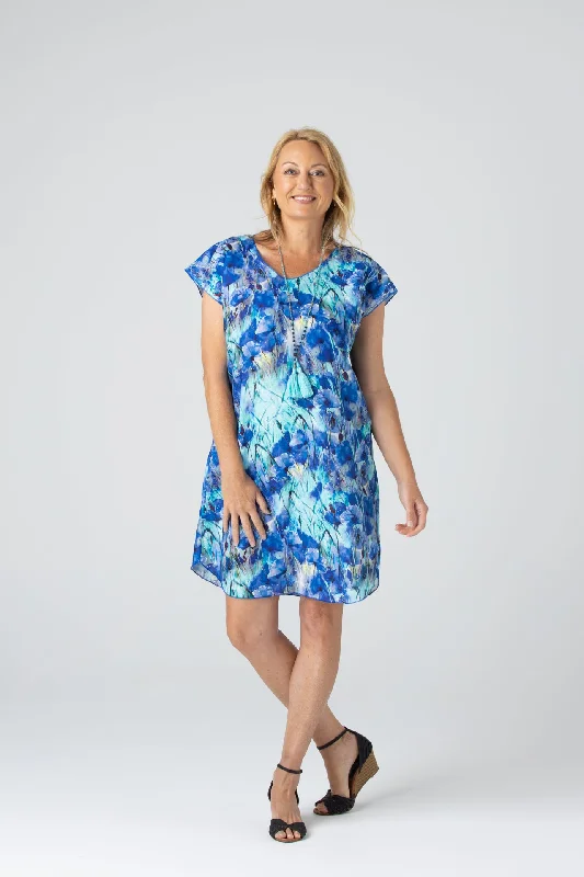 Whitsunday Print Linen Silk Short Sleeve Dress